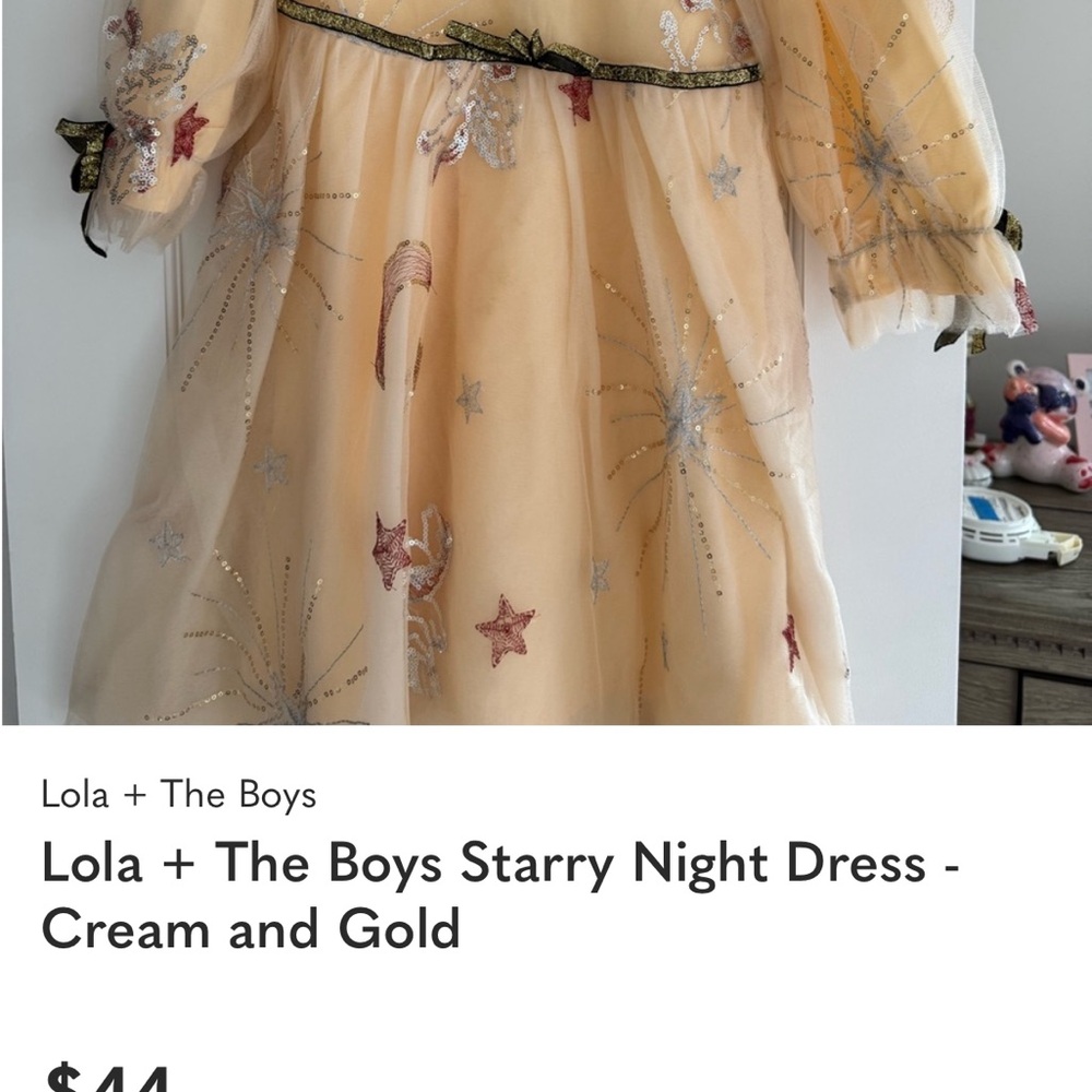 Lola + The Boys Celestial Dress - Cream and Gold